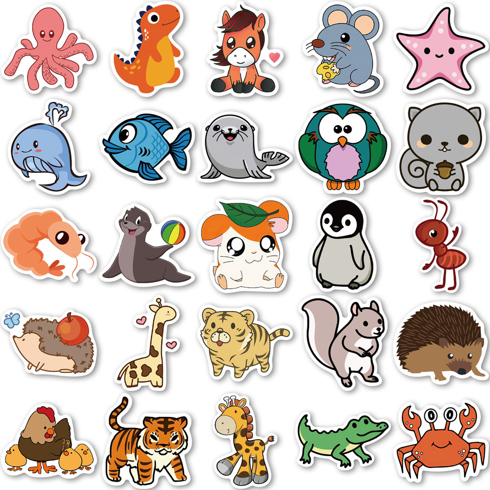 50pcs Catoon Animals 3 Stickers