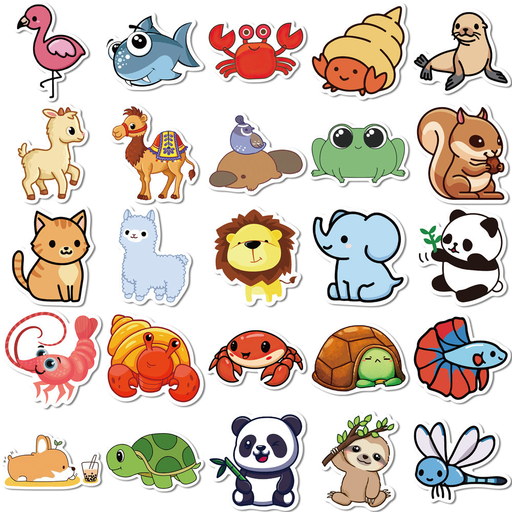 Rectangular Sticker Animals 50pcs Catoon Animals 4 Stickers – AU Sticker World