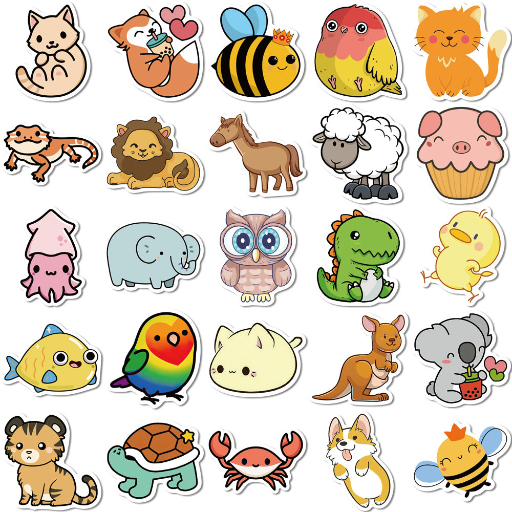 Rectangular Sticker Animals 50pcs Catoon Animals 4 Stickers – AU Sticker World