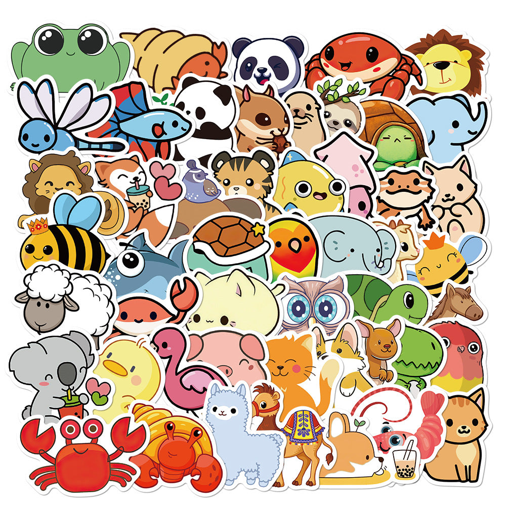 Rectangular Sticker Animals 50pcs Catoon Animals 4 Stickers – AU Sticker World