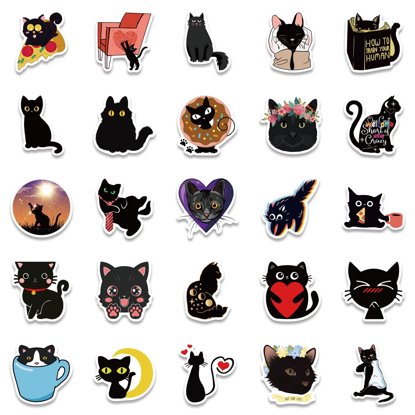 50pcs Black Cat 1 Stickers