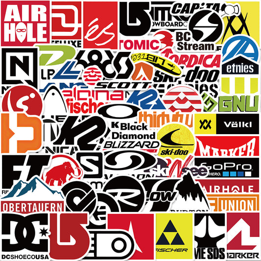 60pcs Skiing Brand Logos Stickers