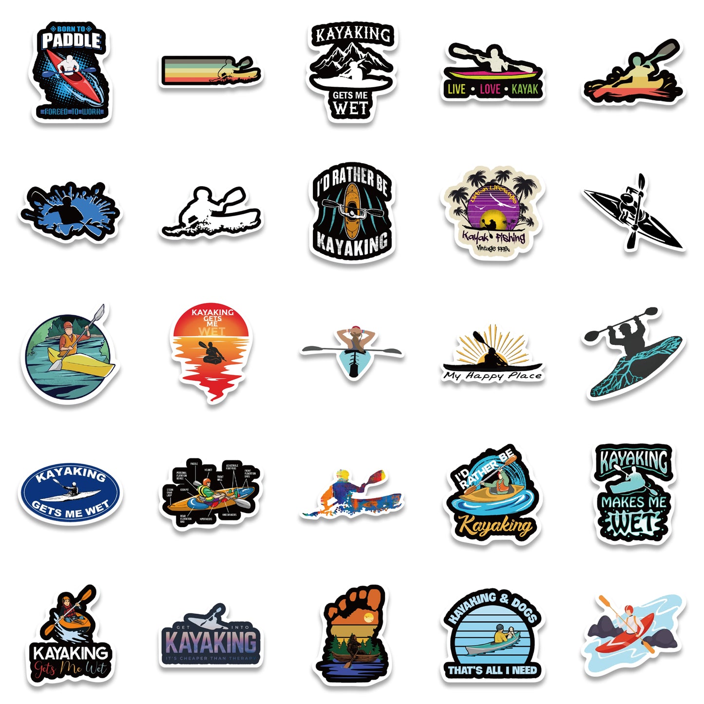 50pcs Kayak Sports Makes Me Wet Stickers