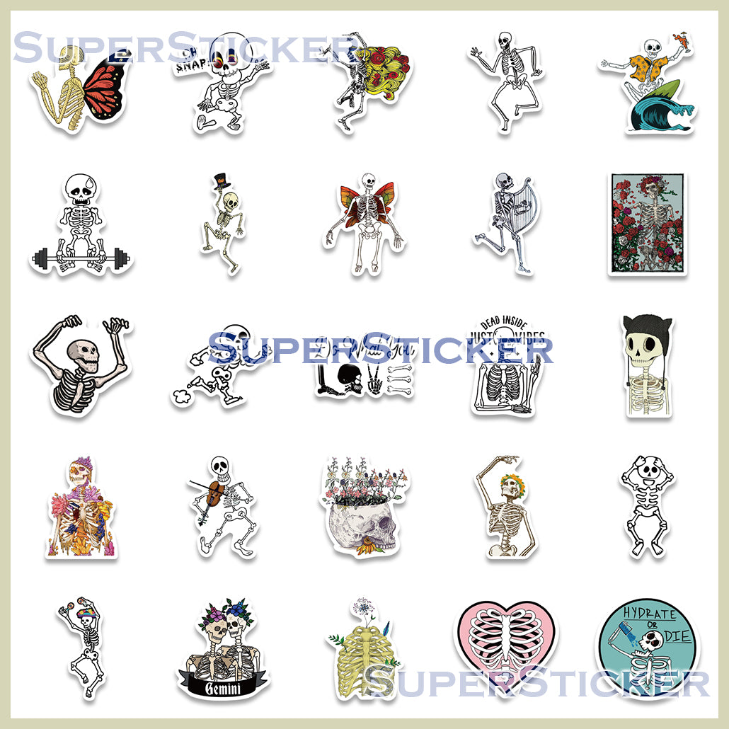 Skeleton Shells Sticker 50pcs Skeleton Stickers – AU Sticker World