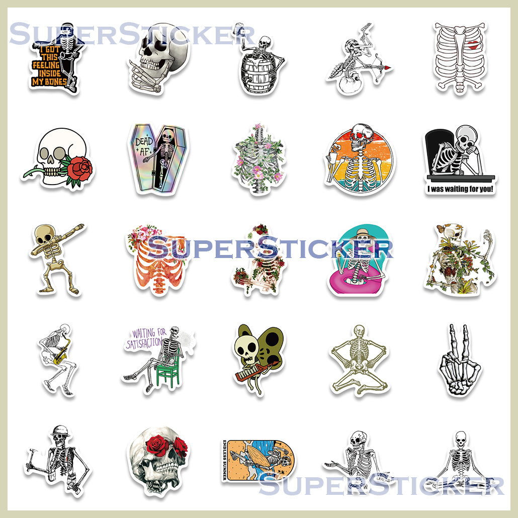 Skeleton Shells Sticker 50pcs Skeleton Stickers – AU Sticker World
