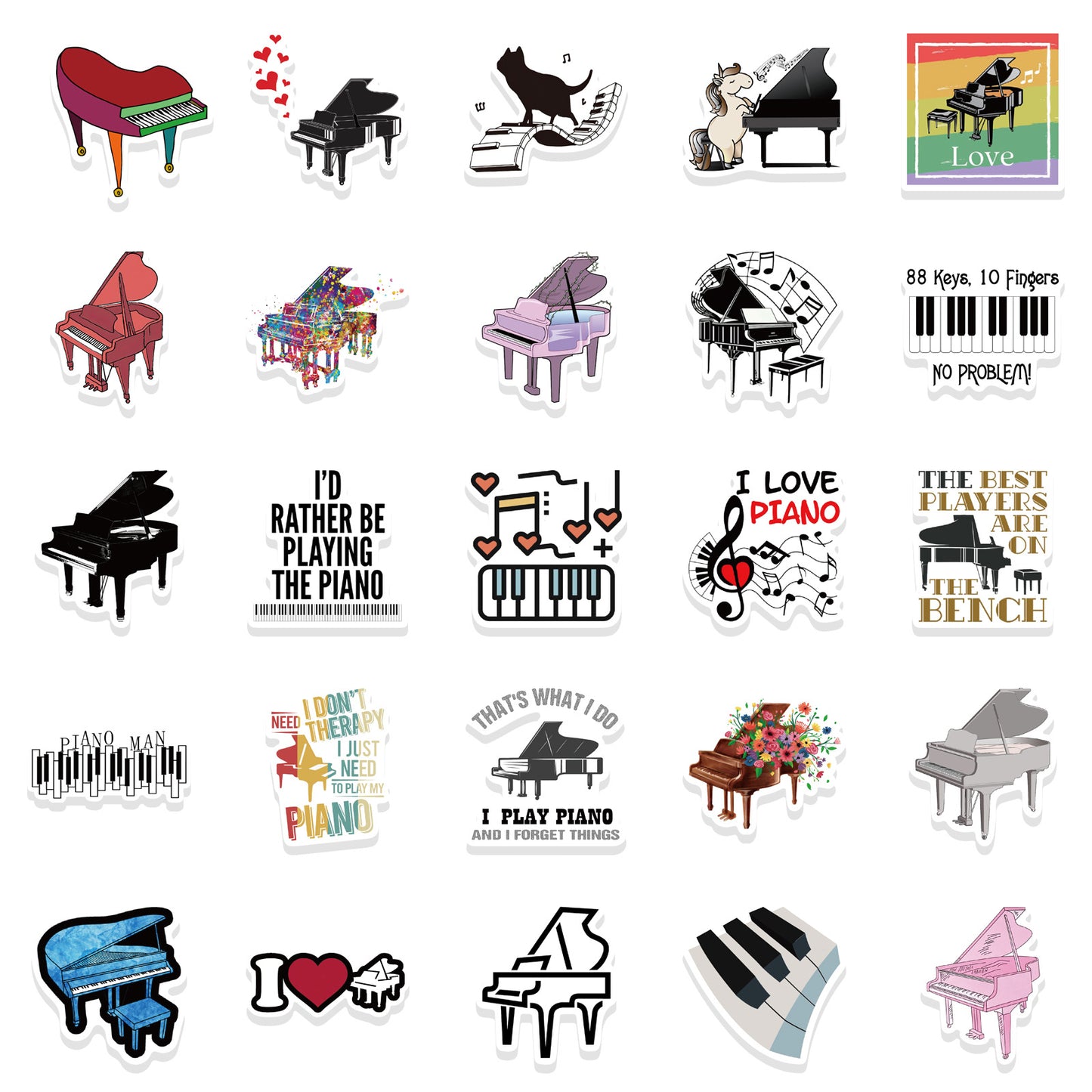 50pcs Piano Stickers