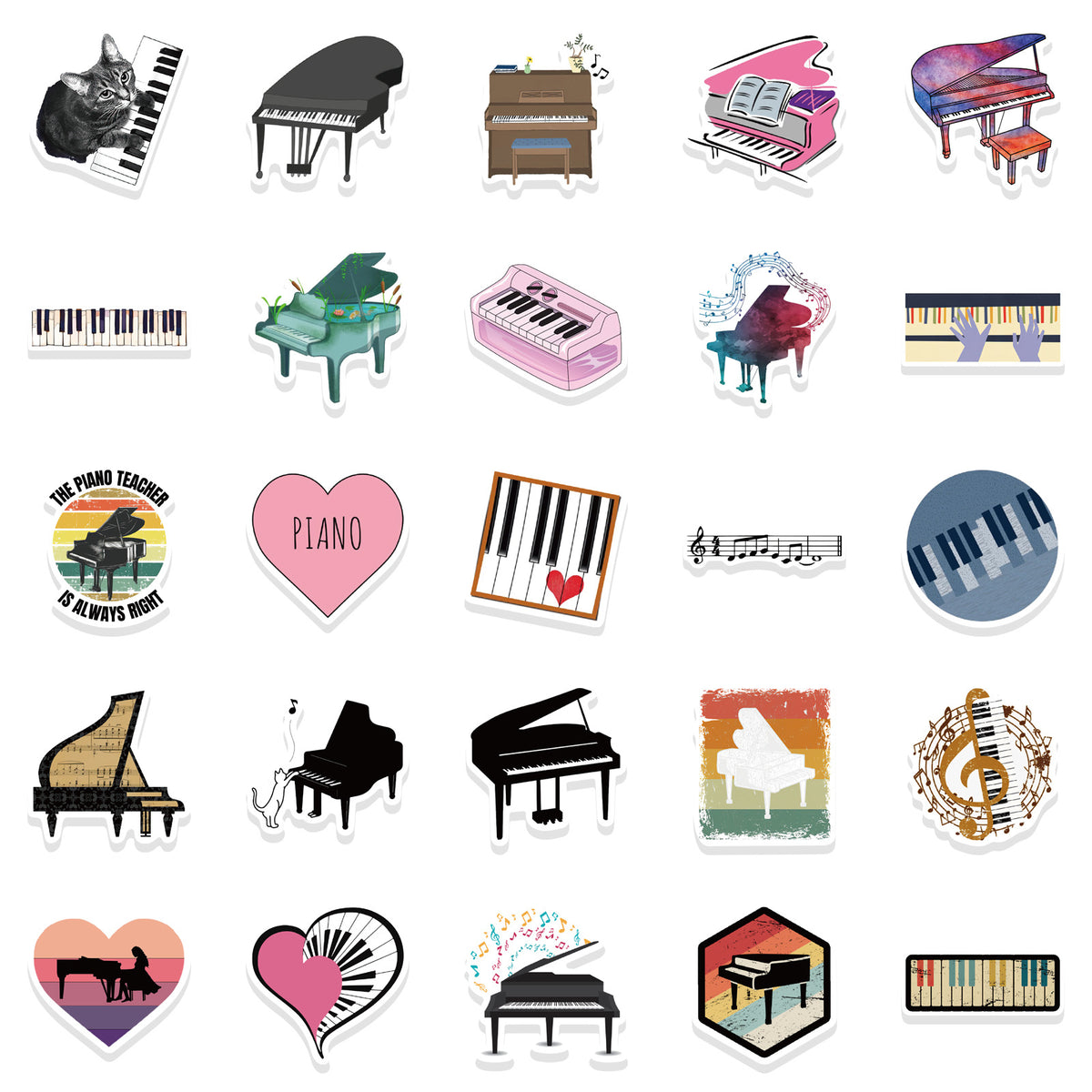 Sticker Paino 50pcs Piano Stickers – AU Sticker World