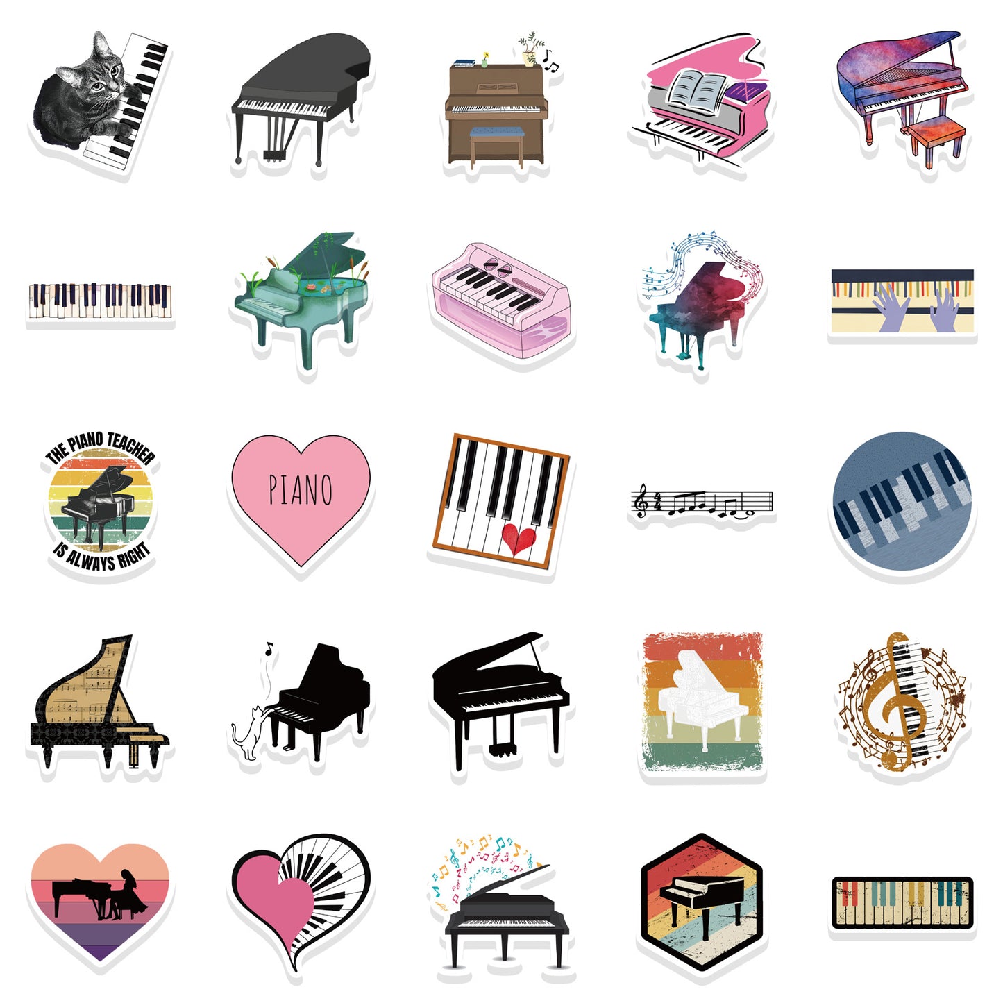 50pcs Piano Stickers