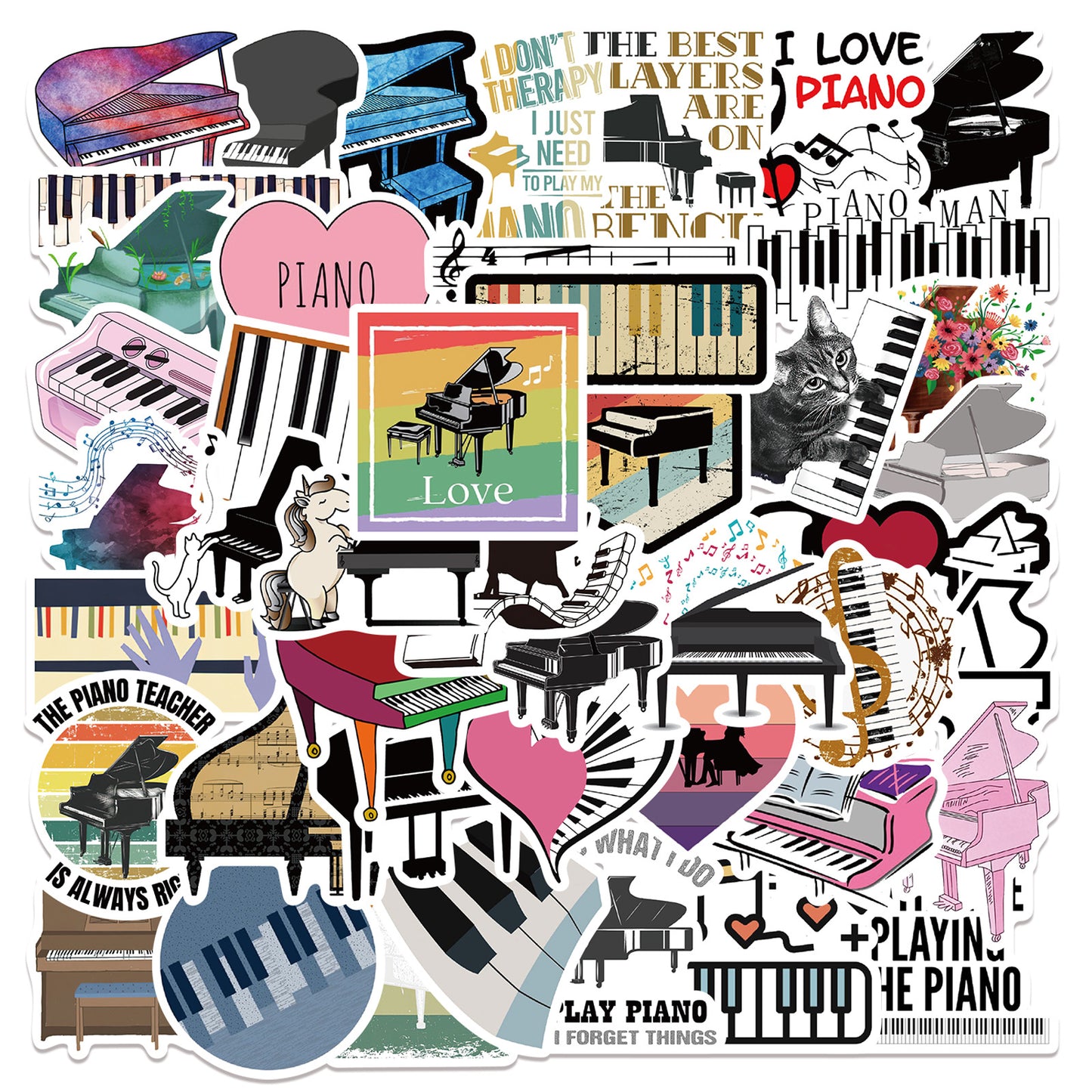 50pcs Piano Stickers