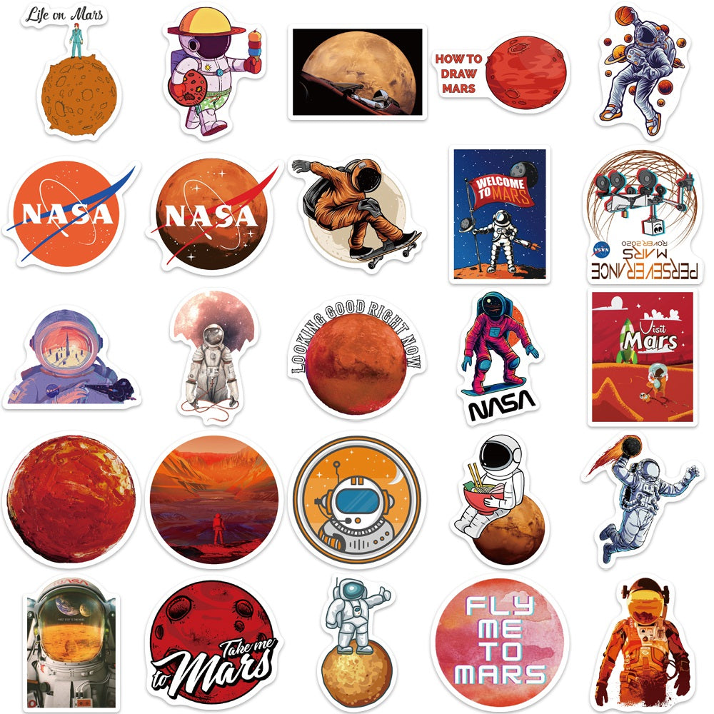 50pcs NASA 3 Occupy Mars Planet Stickers