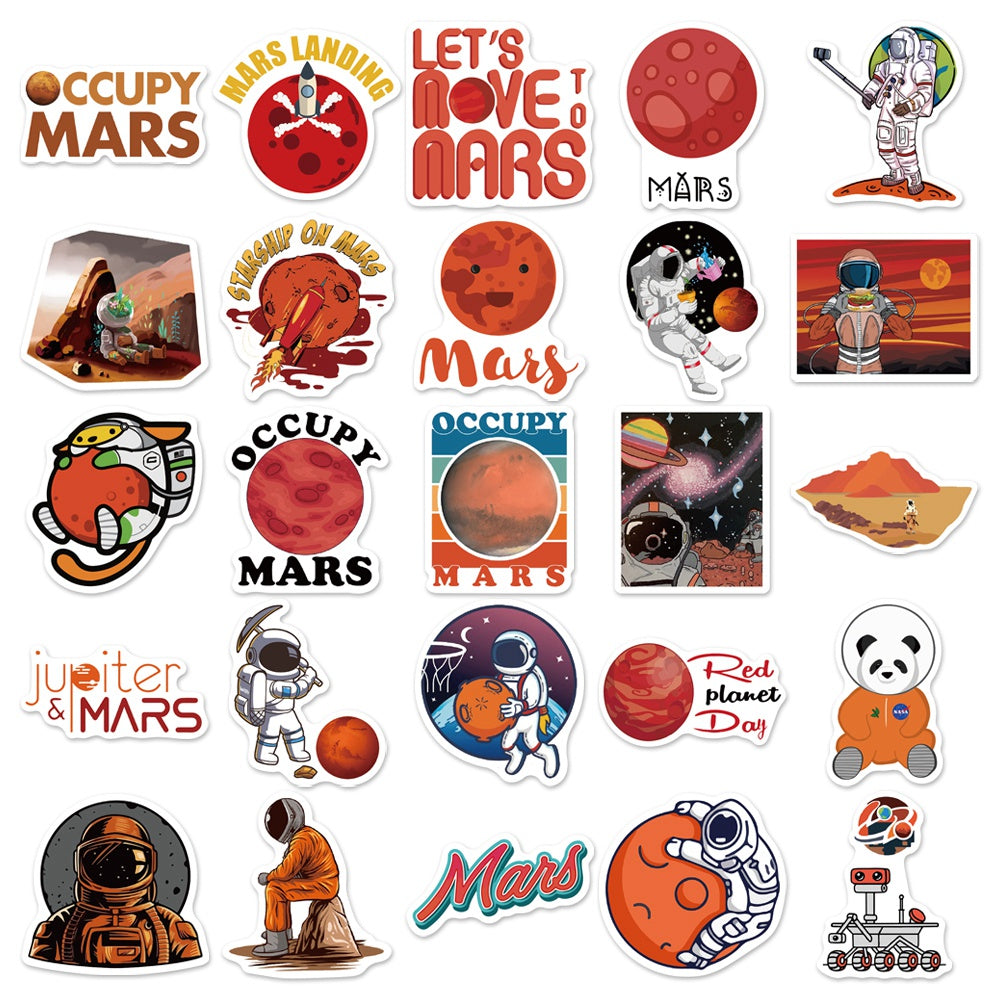 50pcs NASA 3 Occupy Mars Planet Stickers