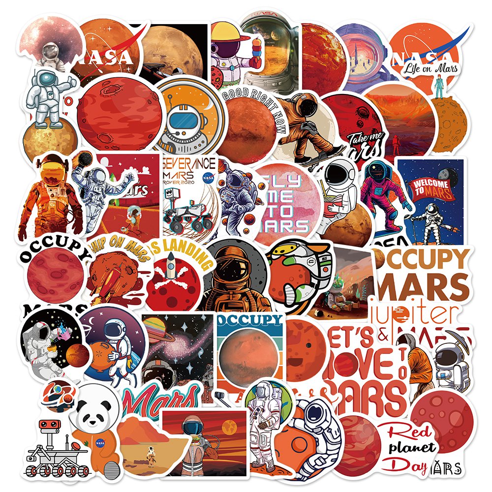 50pcs NASA 3 Occupy Mars Planet Stickers