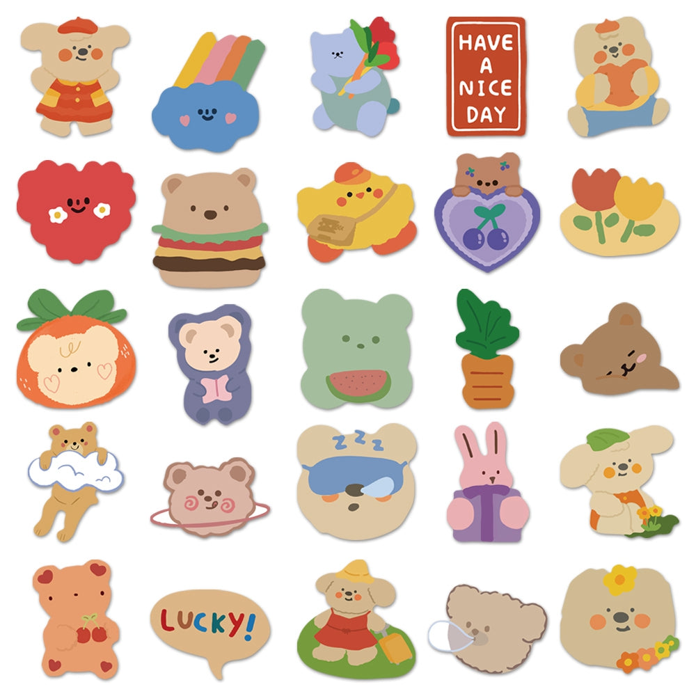 50pcs Korean INS Bear 2 Cute Cartoon Stickers