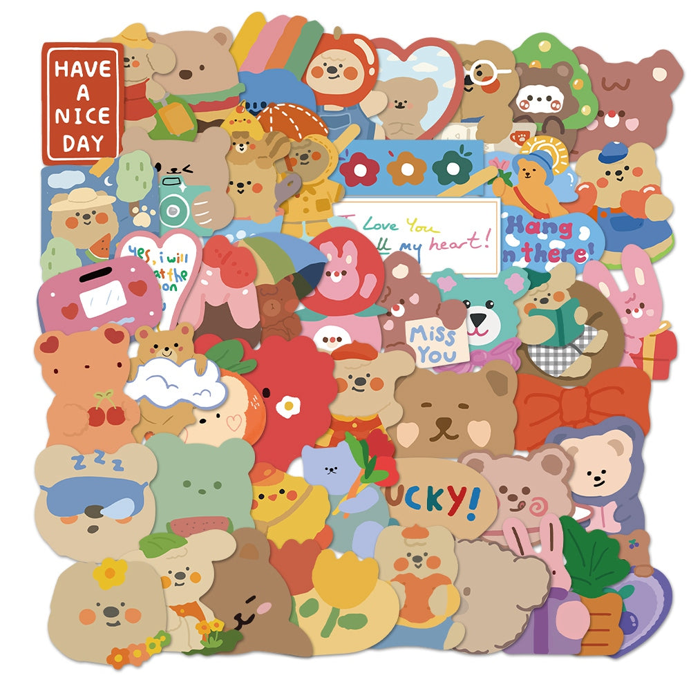 50pcs Korean INS Bear 2 Cute Cartoon Stickers