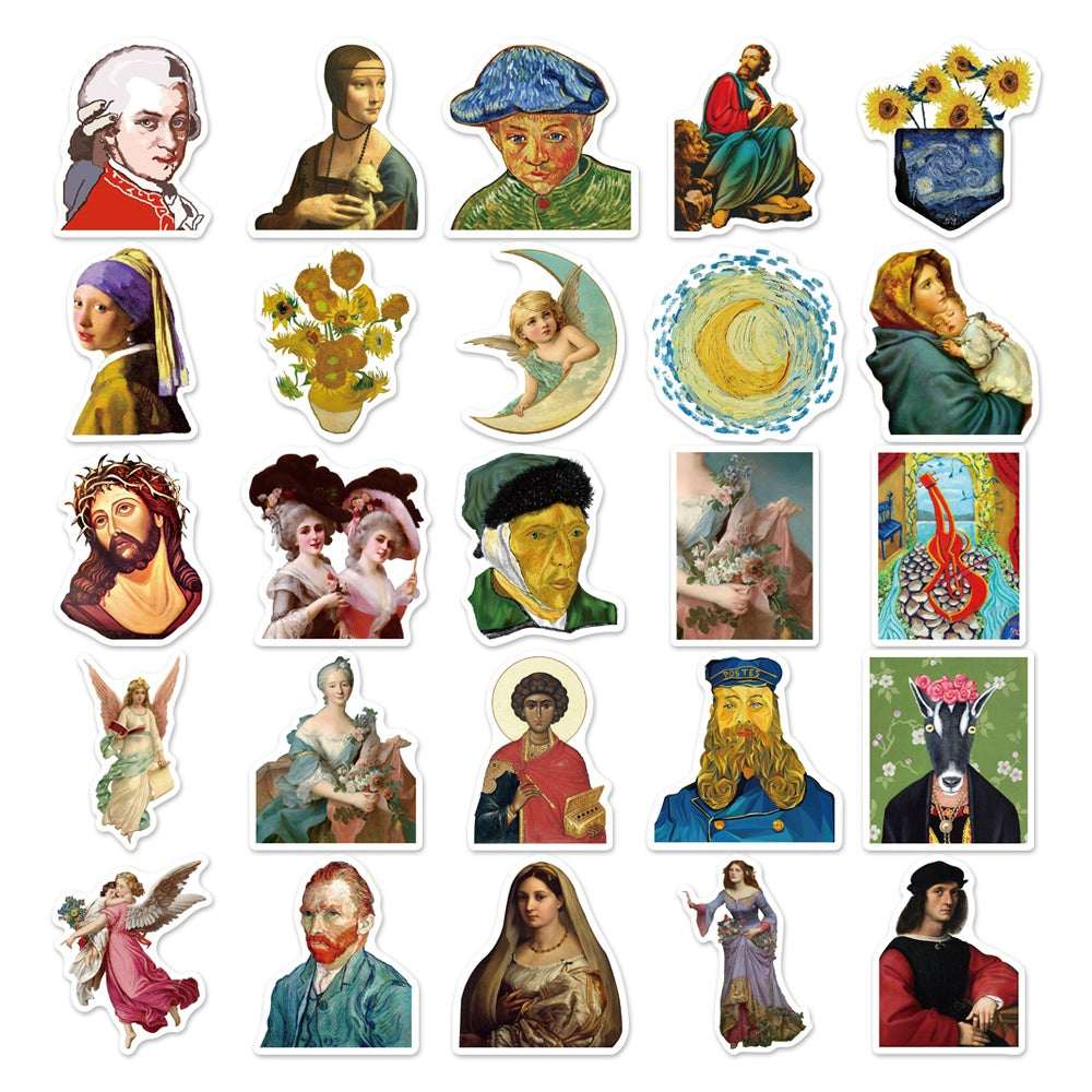 50pcs Famous Paintings Van Gogh Stickers