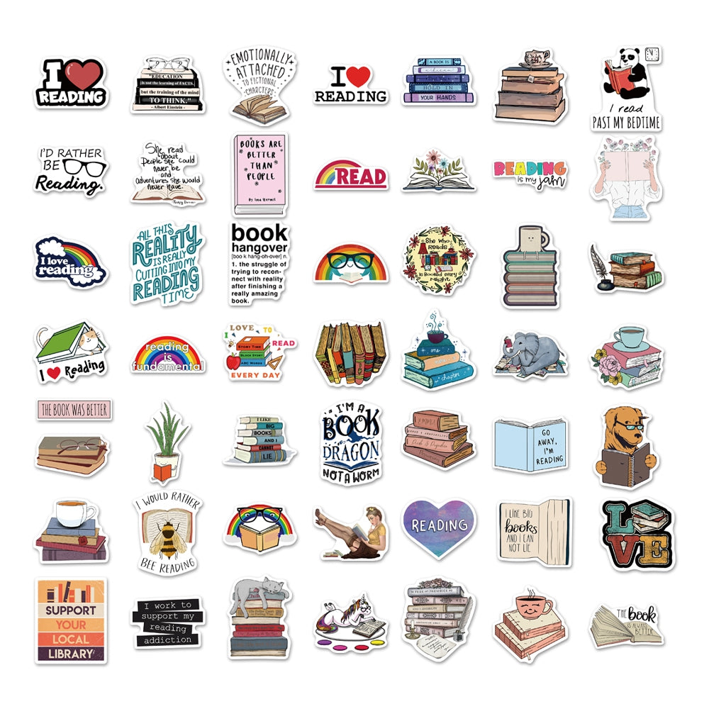 Reading Sticker Pinterest 50pcs Books Reading Stickers – AU Sticker World