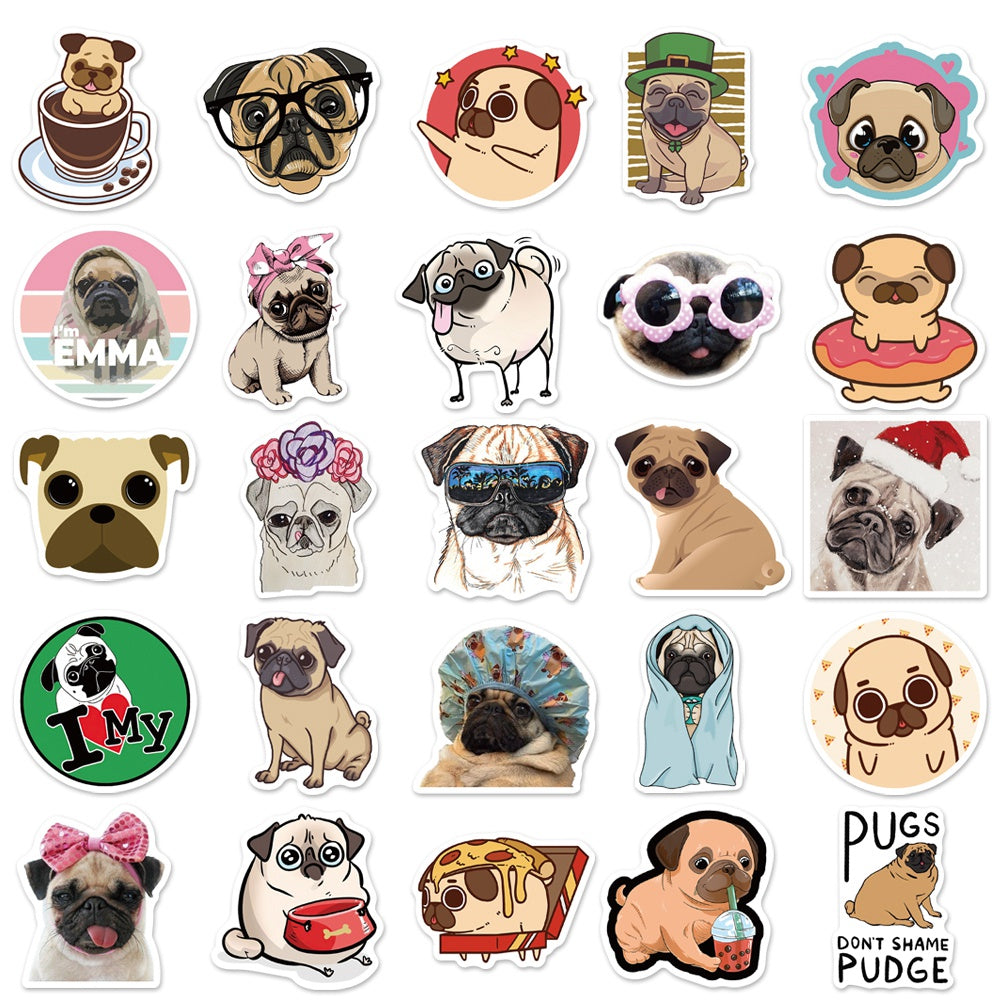 50pcs Pug Dog 1 Cute Animals Stickers