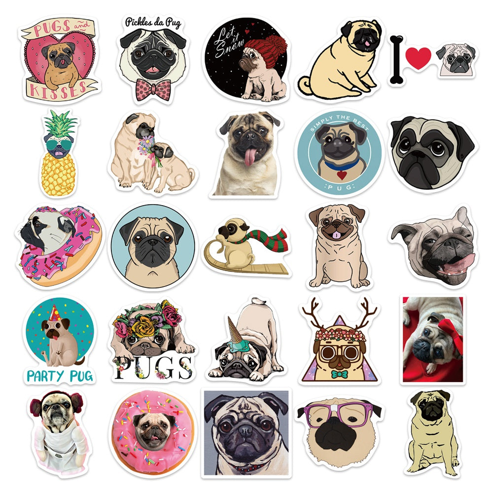 50pcs Pug Dog 1 Cute Animals Stickers