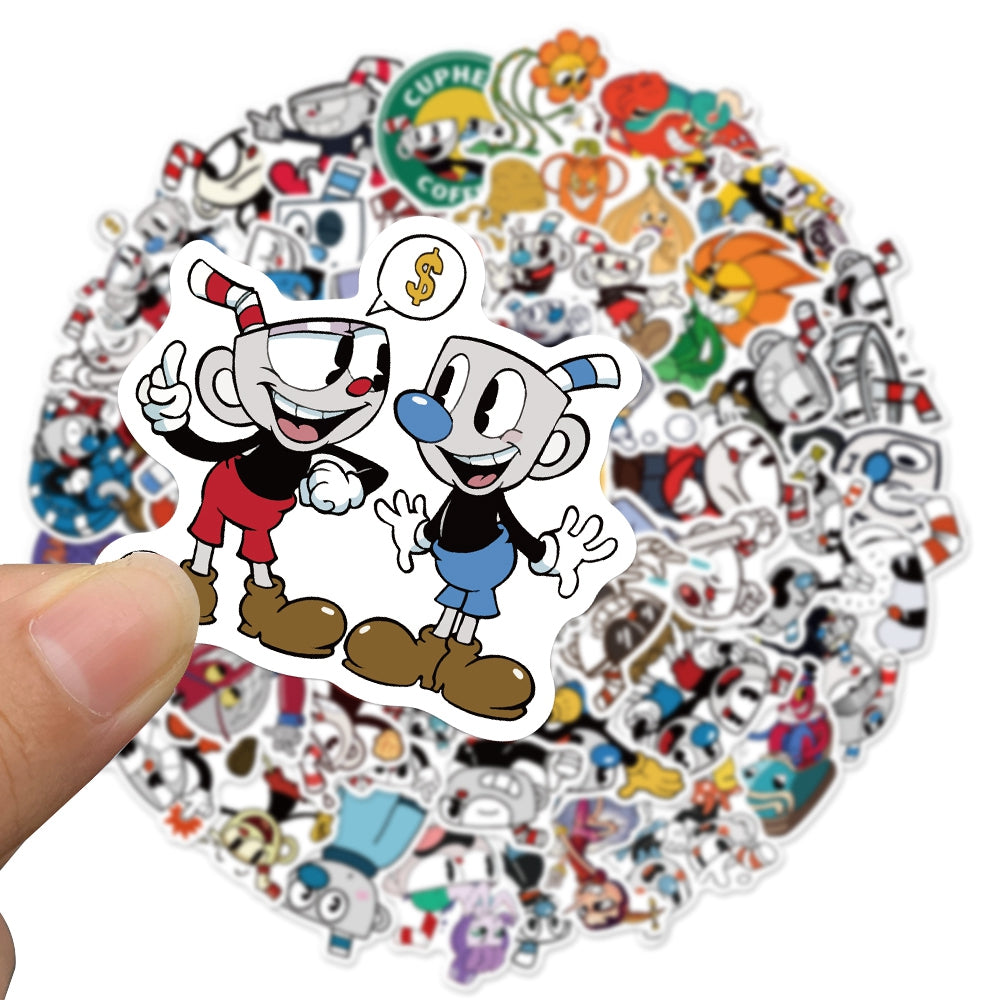 50pcs Cuphead 2 Running Shoot Jumping Game Stickers