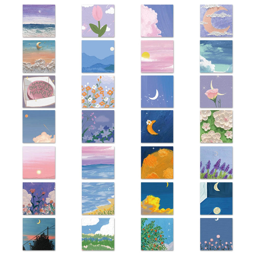 56pcs Lovely INS Painting 2 Vintage Nostalgic Landscape Oil Painting Stickers