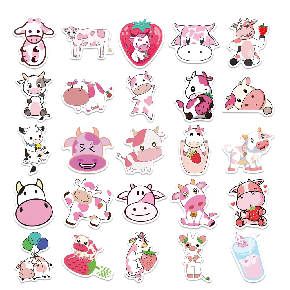 Sapi Pink 50pcs Pink Cow 2 Stickers – AU Sticker World