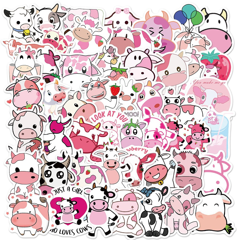 Sticker Sapi Pink 50pcs Pink Cow 2 Stickers – AU Sticker World