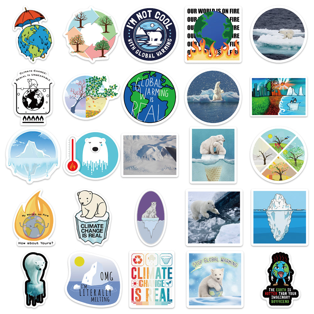 50pcs Climate Change 1 Environmental Protection Stickers