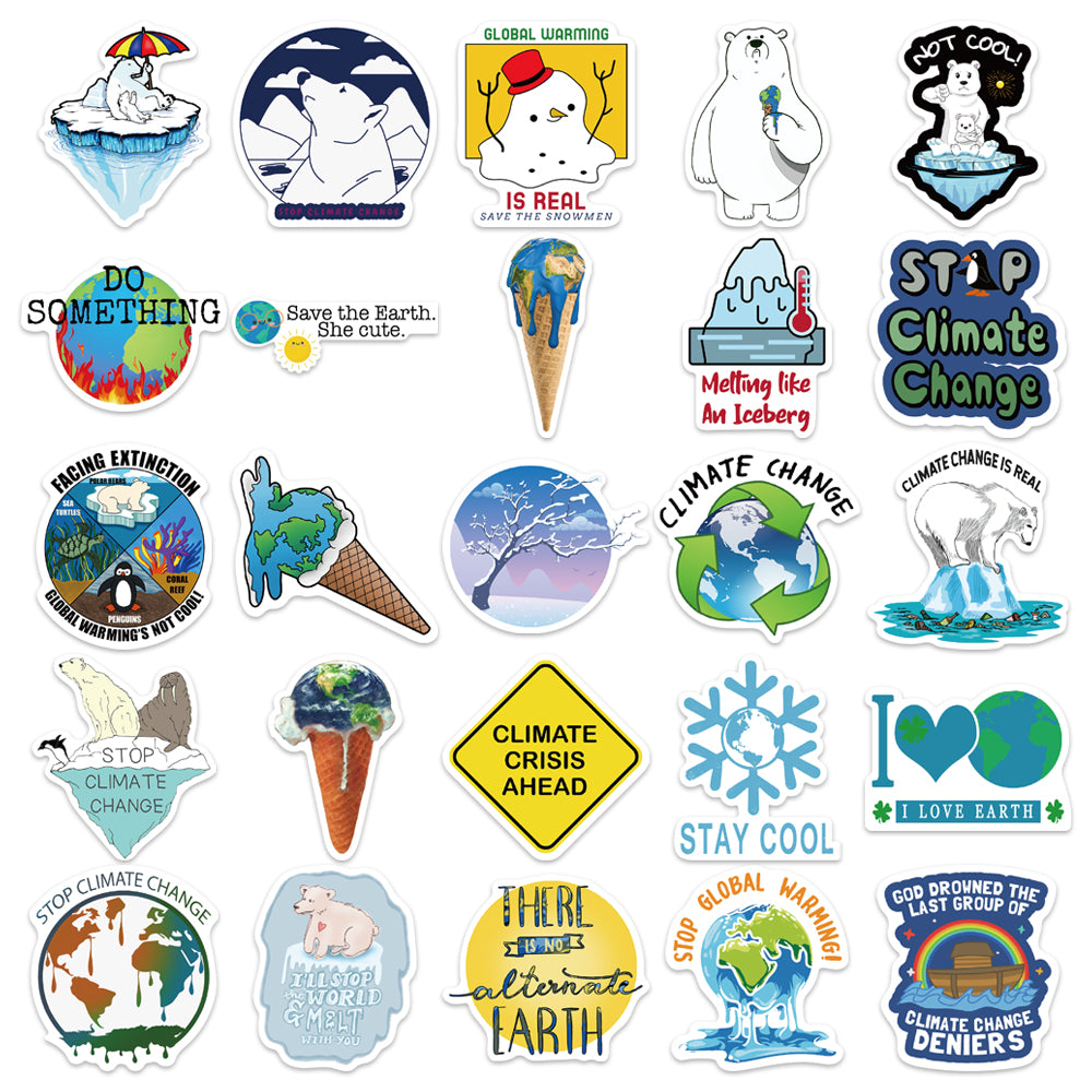 50pcs Climate Change 1 Environmental Protection Stickers