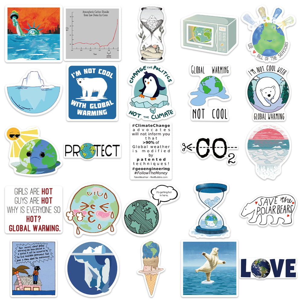 50pcs Climate Change 2 Environmental Protection Stickers