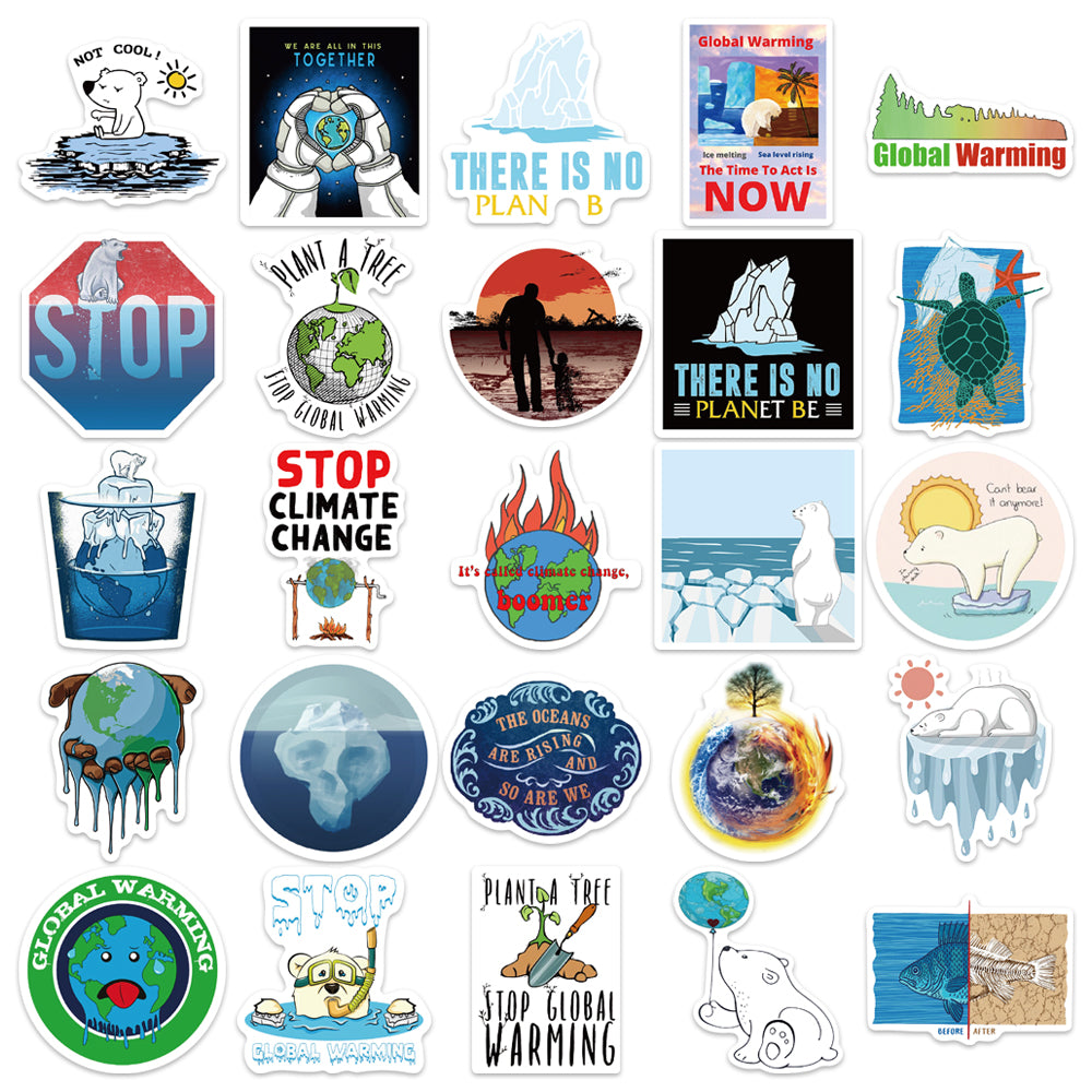 50pcs Climate Change 2 Environmental Protection Stickers