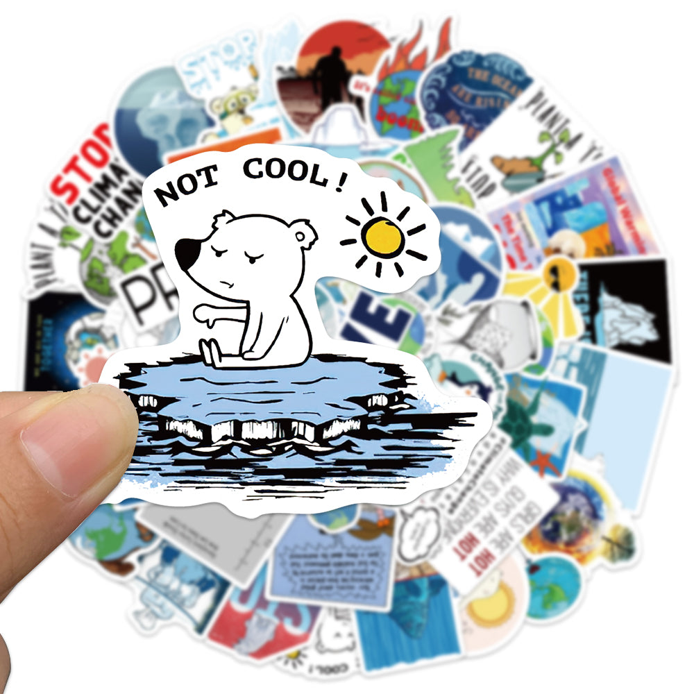 50pcs Climate Change 2 Environmental Protection Stickers