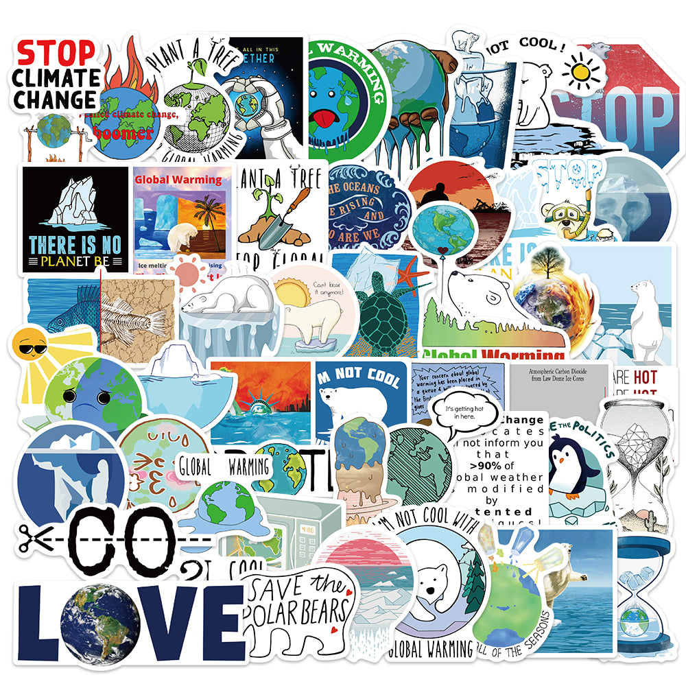 50pcs Climate Change 2 Environmental Protection Stickers