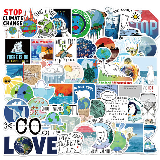 50pcs Climate Change 2 Environmental Protection Stickers