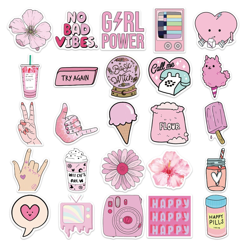Entry Free Sticker Pink 50pcs Pink INS 4 Stickers β AU Sticker World