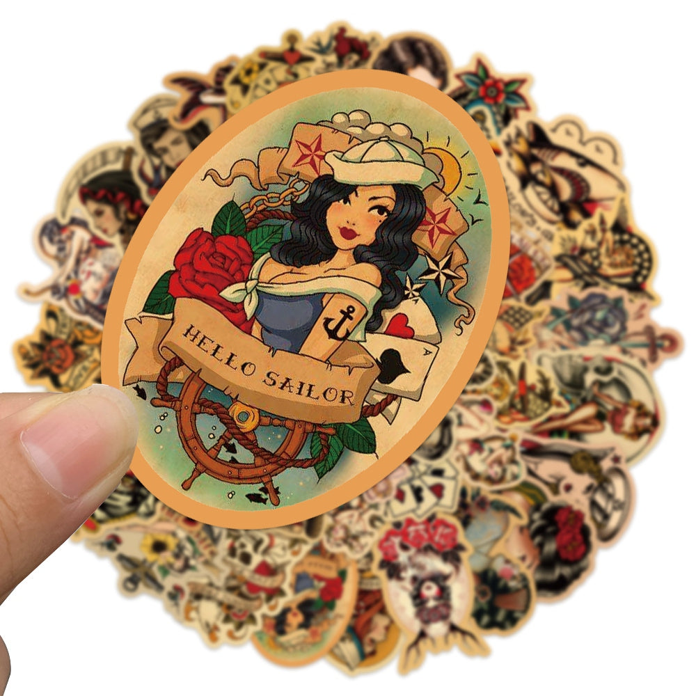 Retro Look Sticker 50pcs Retro Style Girls 1 Stickers – AU Sticker World