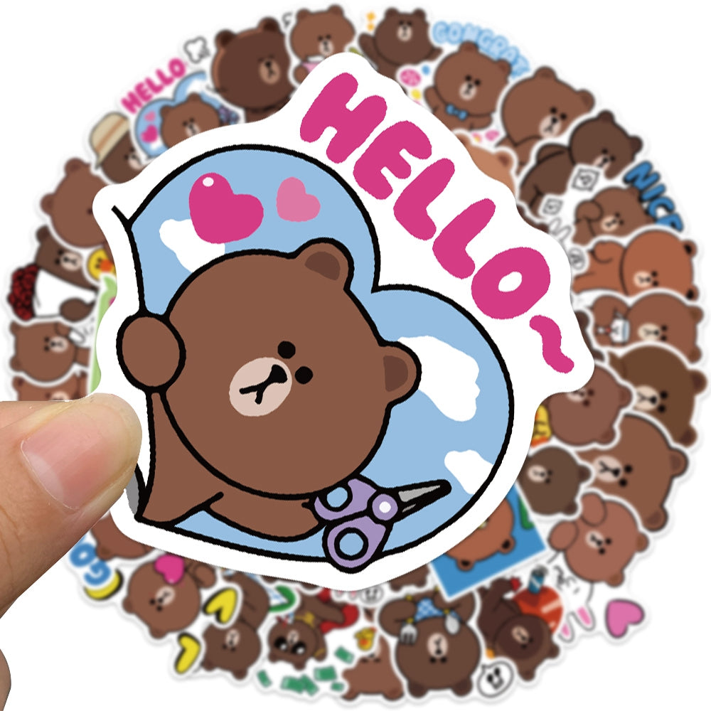 50pcs Line Friends Brown Bear Stickers – AU Sticker World