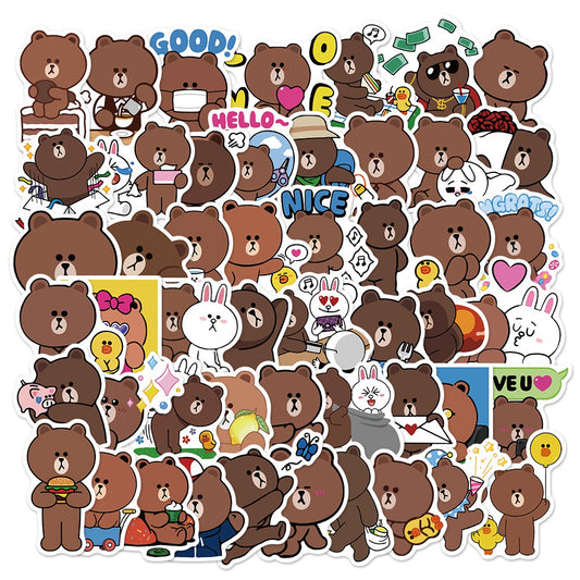 50pcs Line Friends Brown Bear Cartoon Stickers