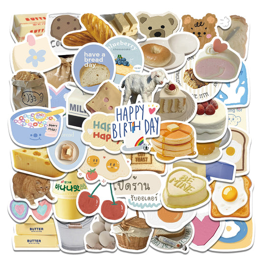 63pcs Butter Bread Stickers Food Dessert