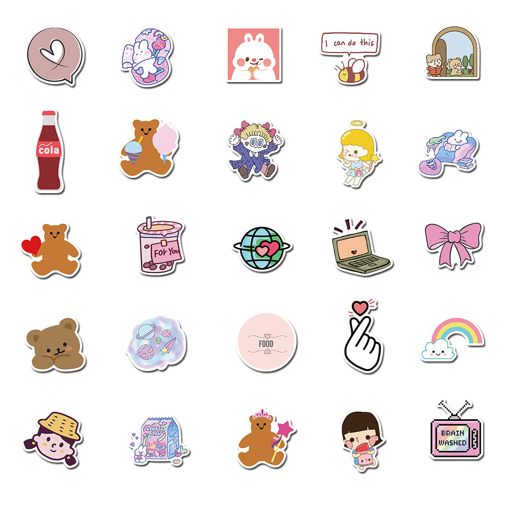 50pcs Bear Girl Stickers