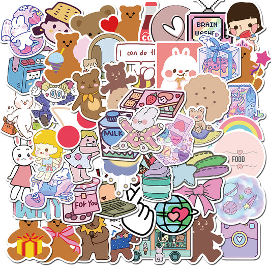 50pcs Bear Girl Stickers