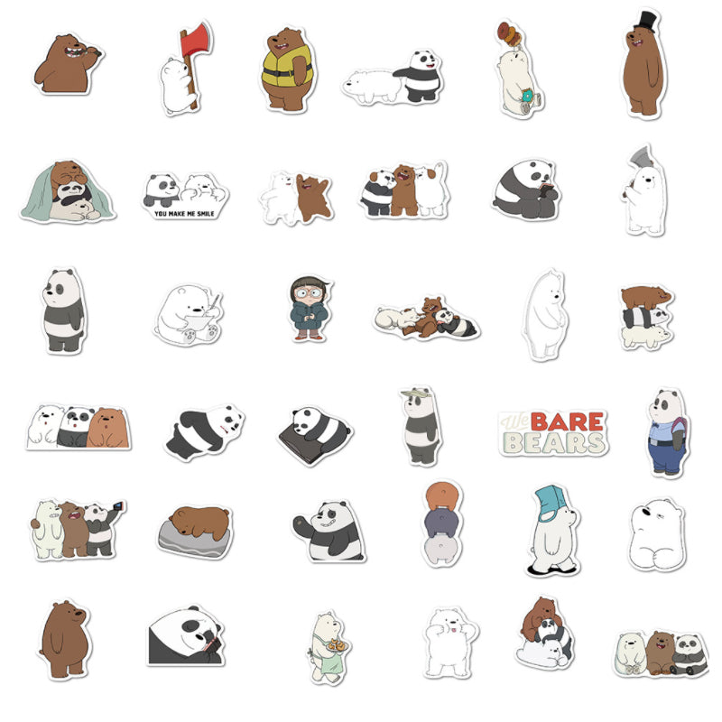 50pcs Bear & Panda Stickers