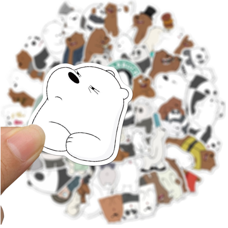 50pcs Bear & Panda Stickers