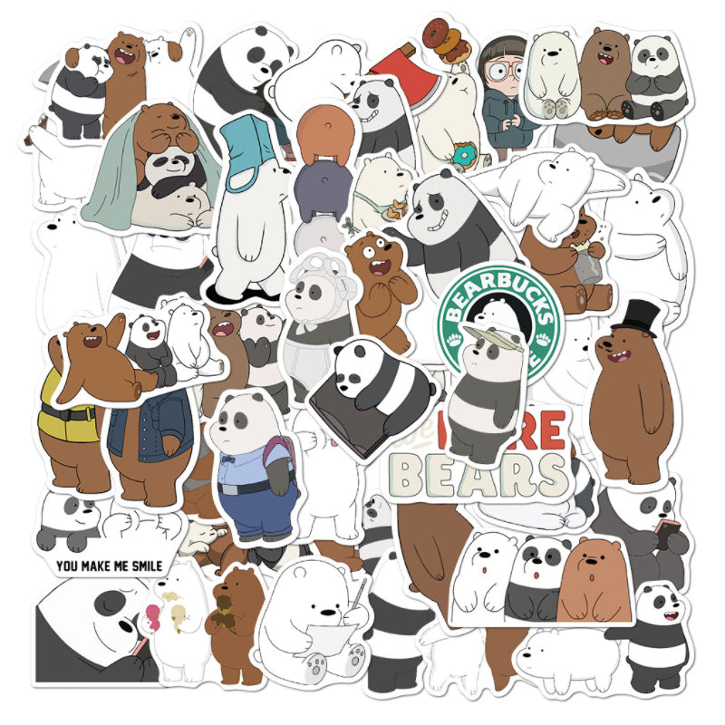 50pcs Bear & Panda Stickers