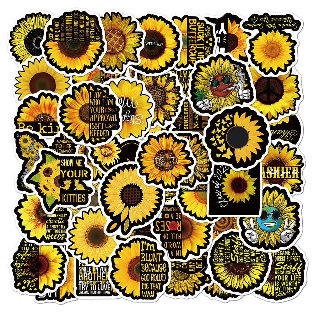 Sunflower Stickers Pattern 50pcs Sunflower 2 Stickers – AU Sticker World
