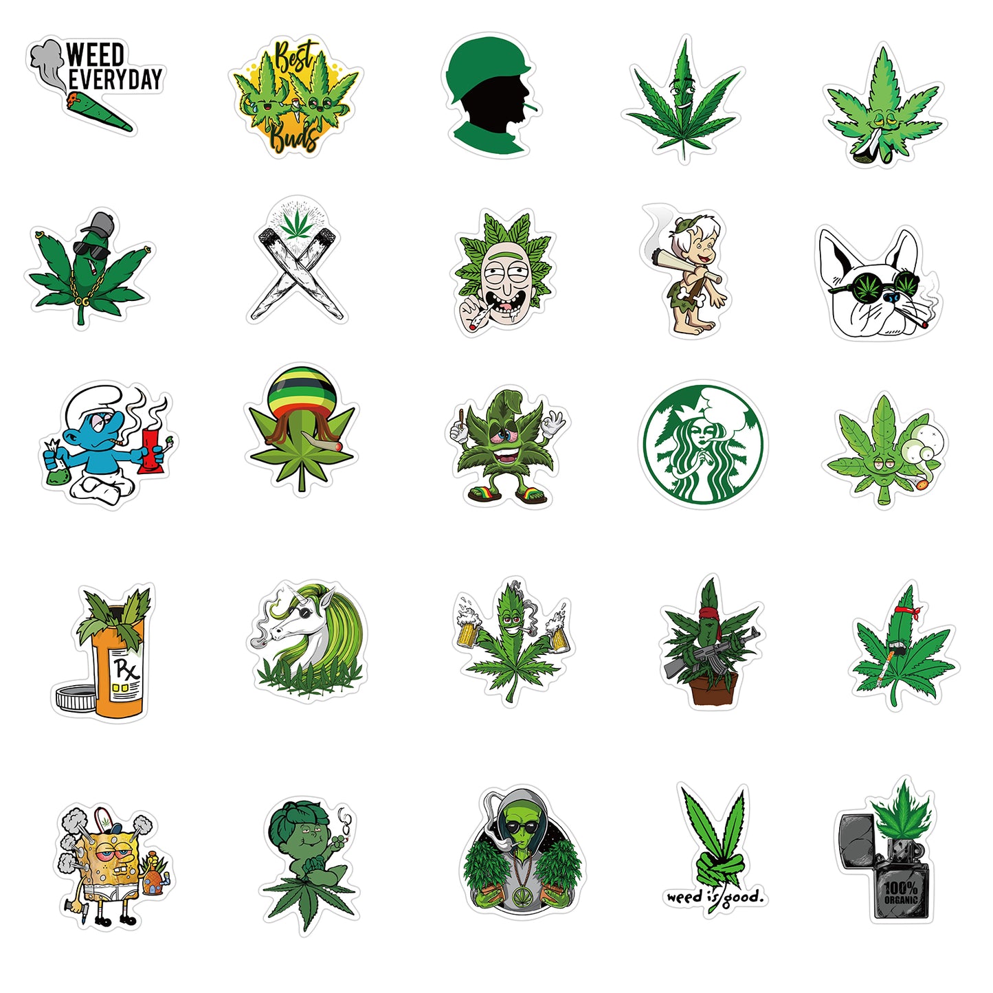 50pcs Marijuana 2 Stickers