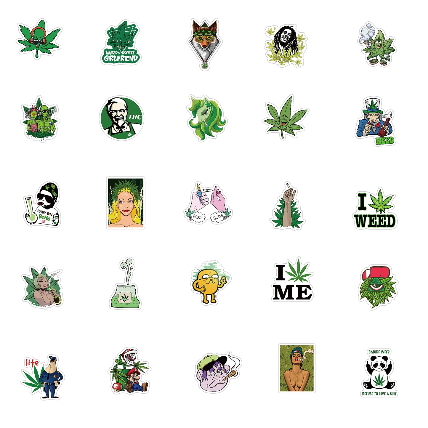 50pcs Marijuana 2 Stickers