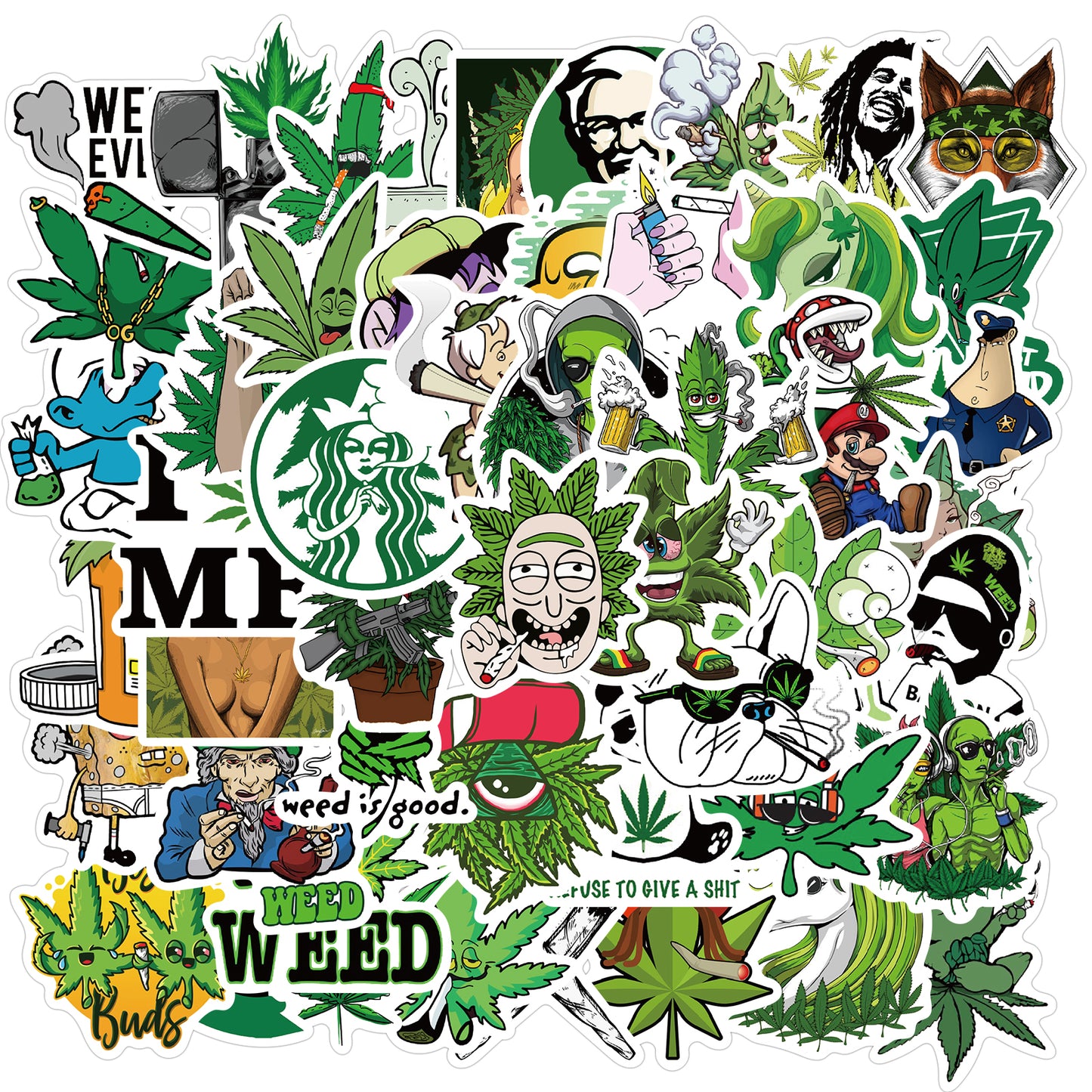 50pcs Marijuana 2 Stickers