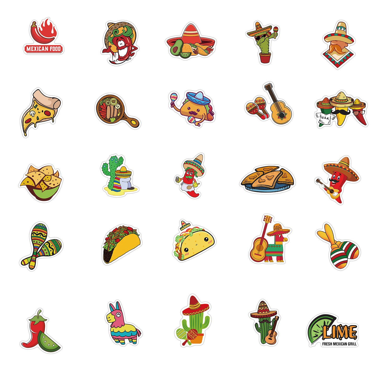 50pcs Mexican Food 1 Stickers