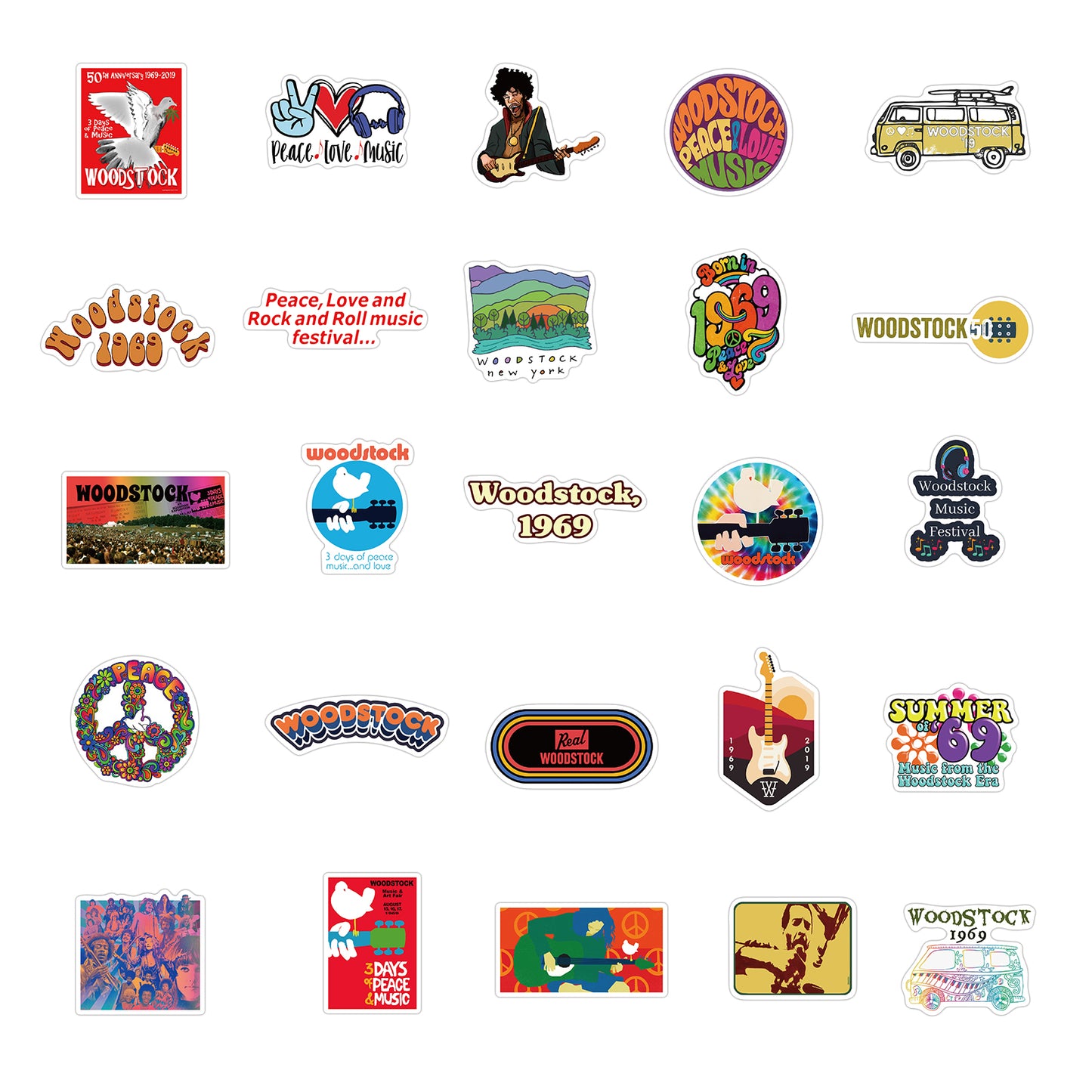 50pcs Woodstock Stickers