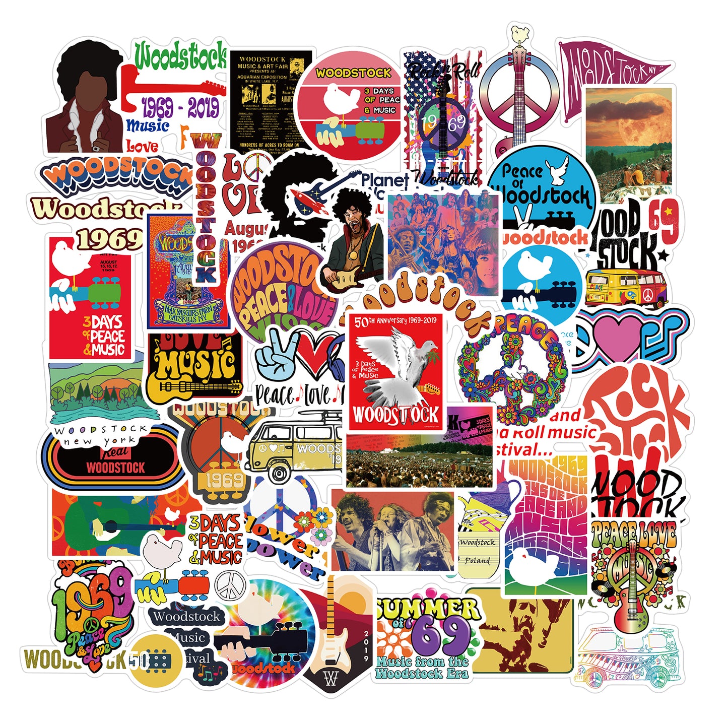 50pcs Woodstock Stickers